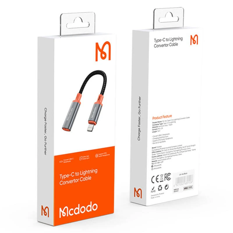 کابل تبدیل USB-C به لایتنینگ مک دودو مدل CA1440 طول 0.11 متر
