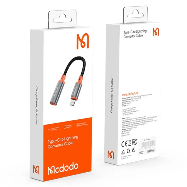 کابل تبدیل USB-C به لایتنینگ مک دودو مدل CA1440 طول 0.11 متر